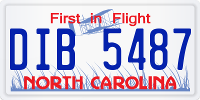 NC license plate DIB5487