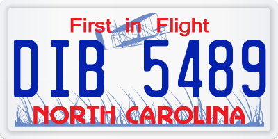 NC license plate DIB5489