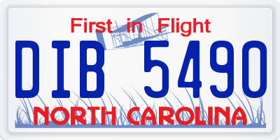 NC license plate DIB5490