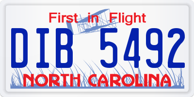 NC license plate DIB5492