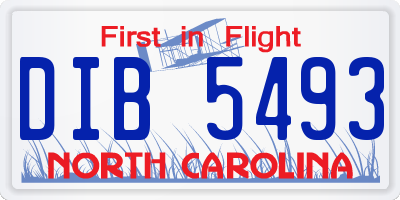 NC license plate DIB5493