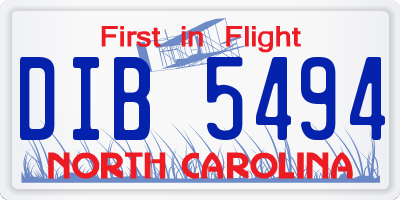 NC license plate DIB5494