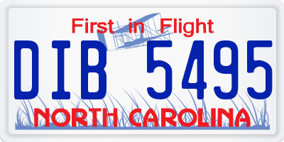 NC license plate DIB5495