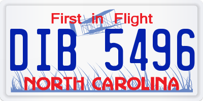 NC license plate DIB5496