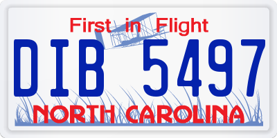NC license plate DIB5497