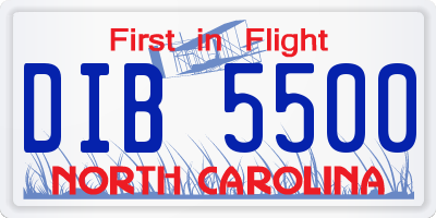 NC license plate DIB5500