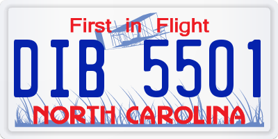 NC license plate DIB5501