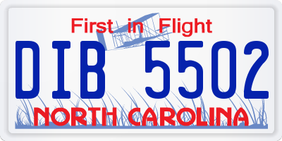 NC license plate DIB5502