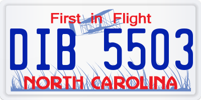 NC license plate DIB5503