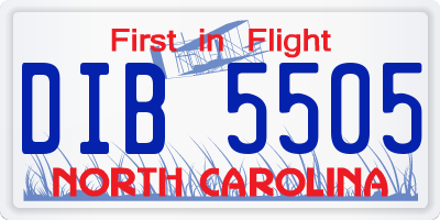 NC license plate DIB5505