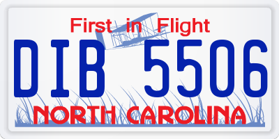 NC license plate DIB5506