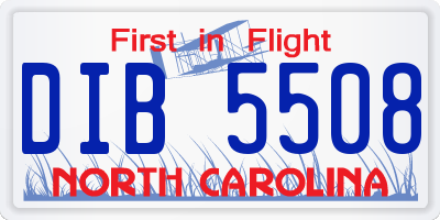 NC license plate DIB5508