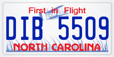NC license plate DIB5509