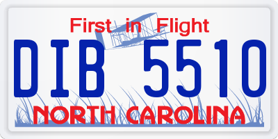 NC license plate DIB5510