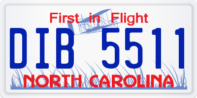 NC license plate DIB5511