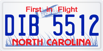 NC license plate DIB5512