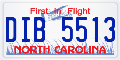 NC license plate DIB5513
