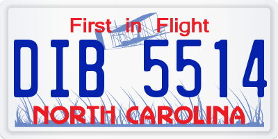 NC license plate DIB5514