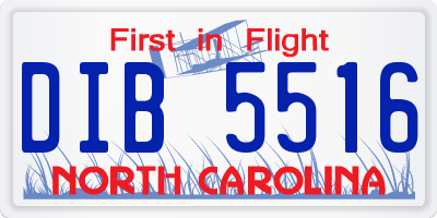 NC license plate DIB5516