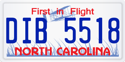NC license plate DIB5518
