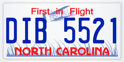 NC license plate DIB5521
