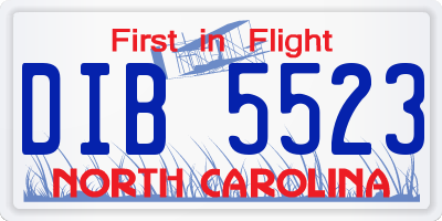 NC license plate DIB5523