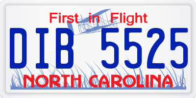 NC license plate DIB5525