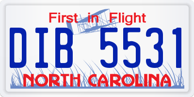 NC license plate DIB5531