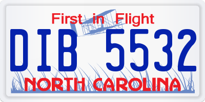 NC license plate DIB5532