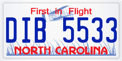 NC license plate DIB5533