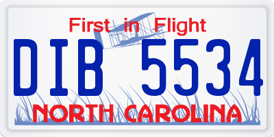 NC license plate DIB5534