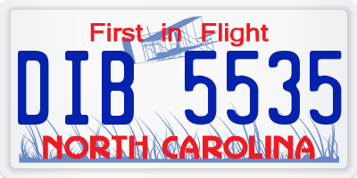 NC license plate DIB5535