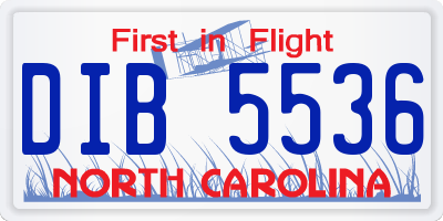 NC license plate DIB5536