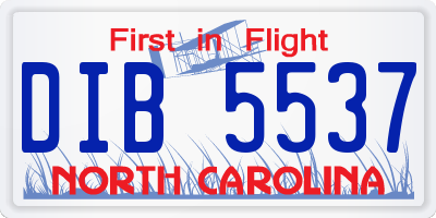 NC license plate DIB5537