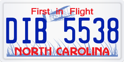 NC license plate DIB5538