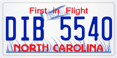 NC license plate DIB5540