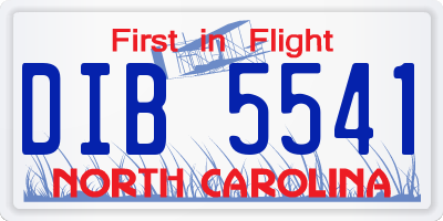 NC license plate DIB5541