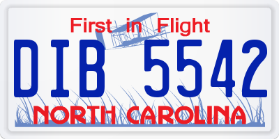 NC license plate DIB5542
