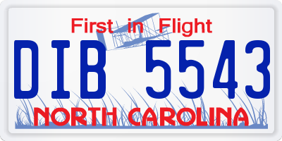 NC license plate DIB5543