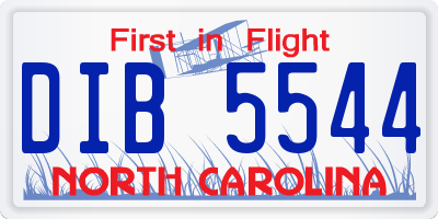 NC license plate DIB5544
