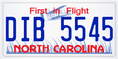 NC license plate DIB5545