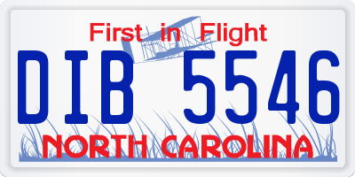 NC license plate DIB5546