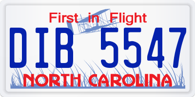 NC license plate DIB5547