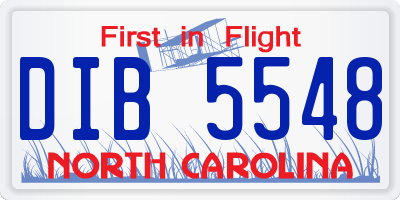 NC license plate DIB5548