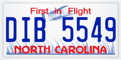 NC license plate DIB5549
