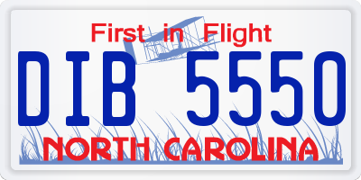 NC license plate DIB5550