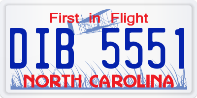 NC license plate DIB5551