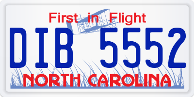 NC license plate DIB5552