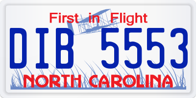 NC license plate DIB5553