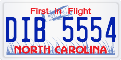 NC license plate DIB5554